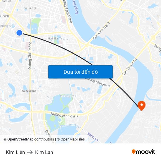 Kim Liên to Kim Lan map
