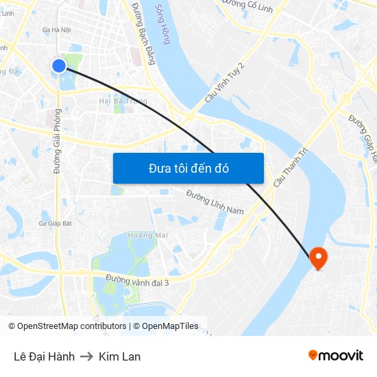 Lê Đại Hành to Kim Lan map
