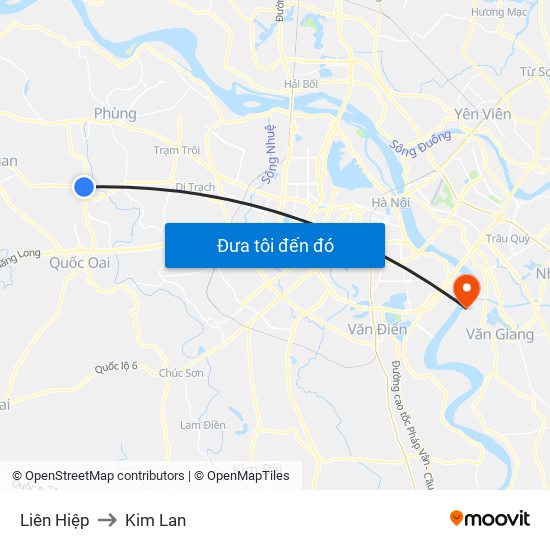 Liên Hiệp to Kim Lan map