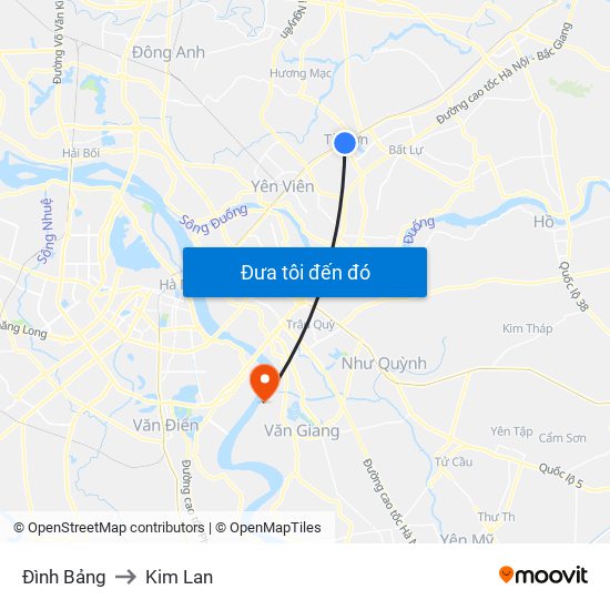 Đình Bảng to Kim Lan map