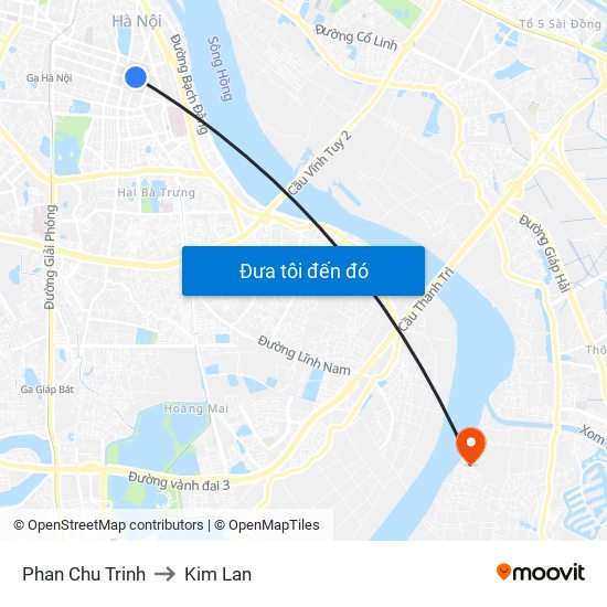 Phan Chu Trinh to Kim Lan map