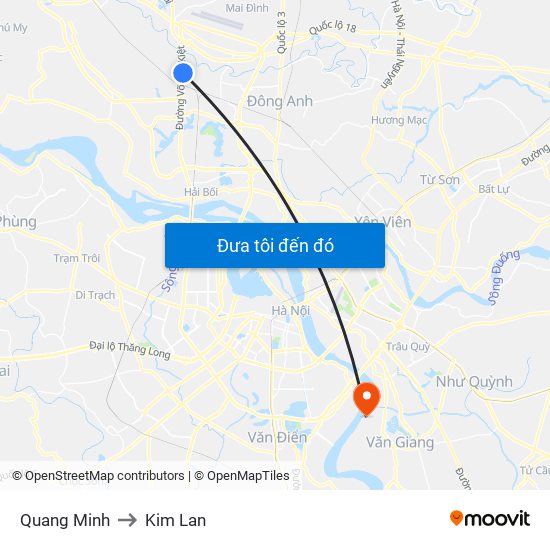 Quang Minh to Kim Lan map