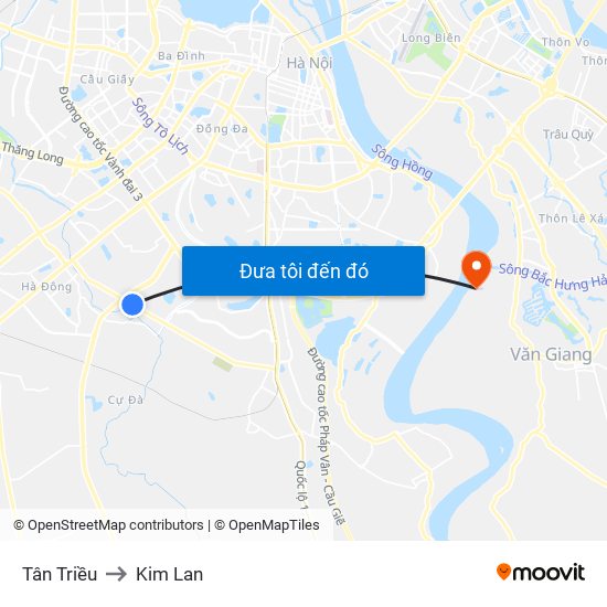 Tân Triều to Kim Lan map