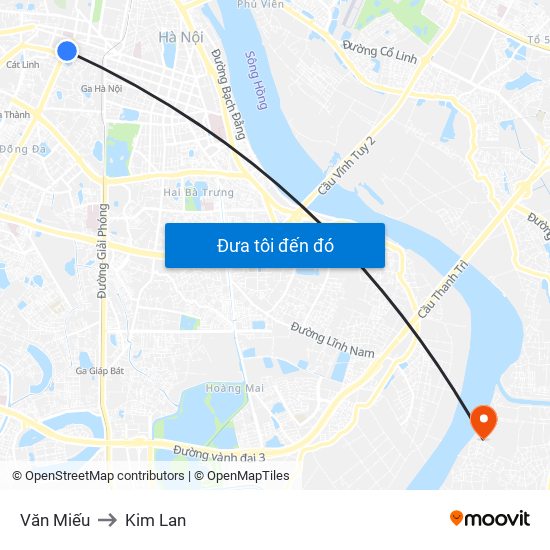 Văn Miếu to Kim Lan map