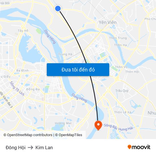 Đông Hội to Kim Lan map