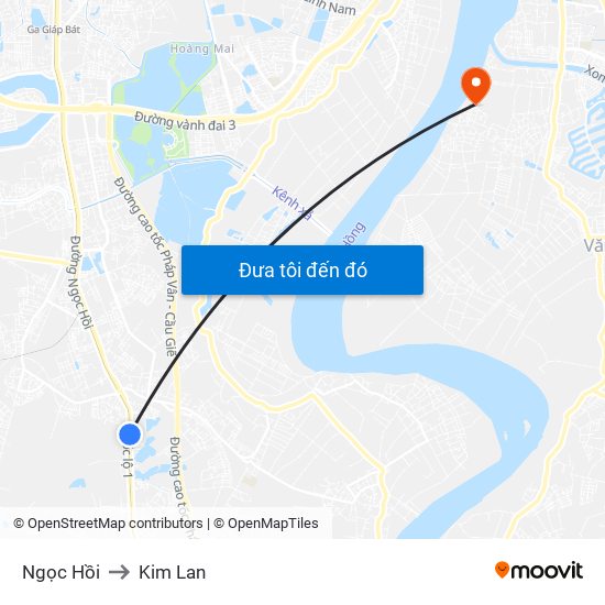 Ngọc Hồi to Kim Lan map