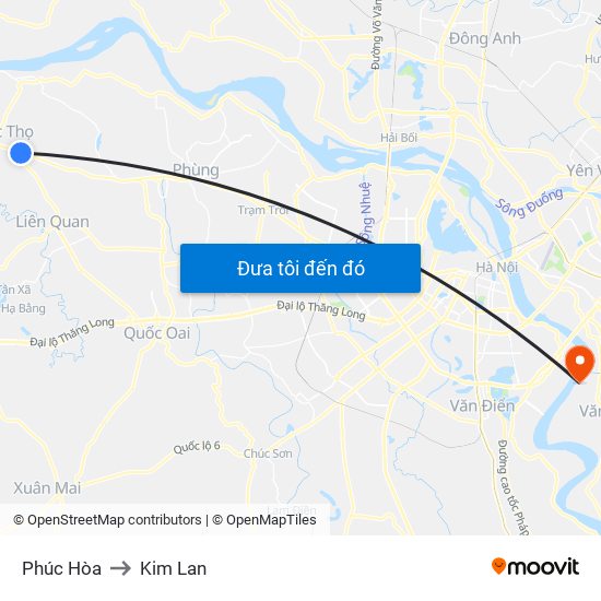 Phúc Hòa to Kim Lan map