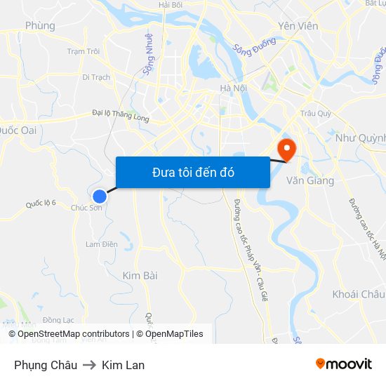 Phụng Châu to Kim Lan map