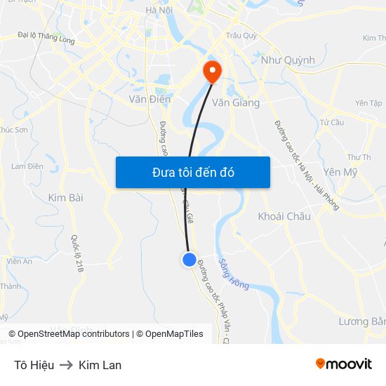 Tô Hiệu to Kim Lan map