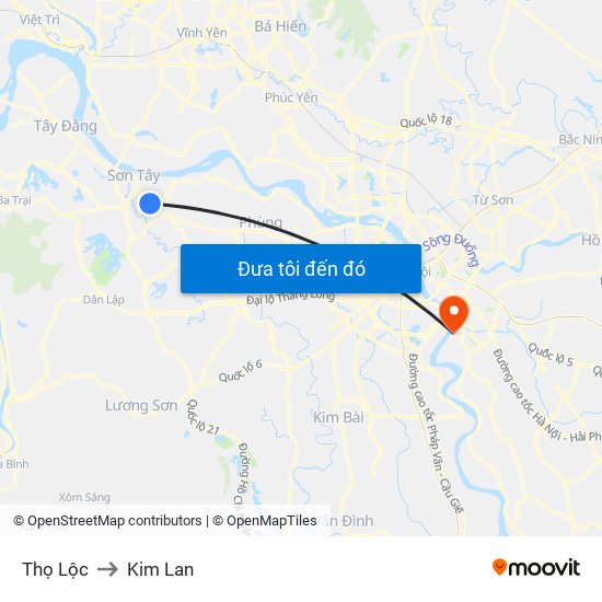 Thọ Lộc to Kim Lan map