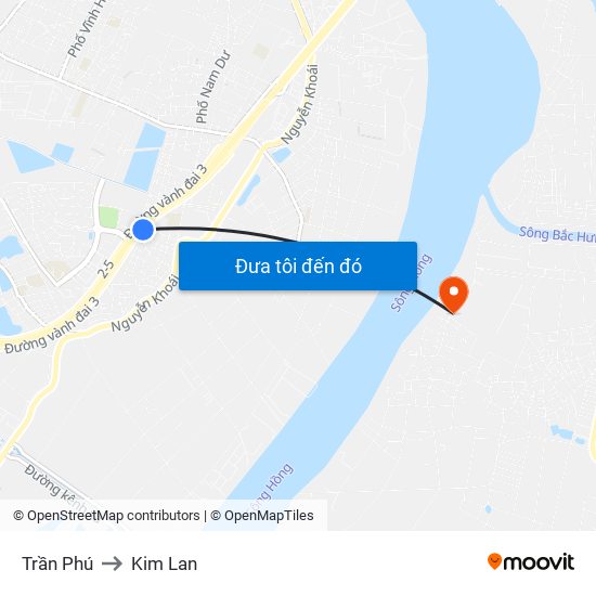 Trần Phú to Kim Lan map