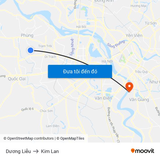 Dương Liễu to Kim Lan map