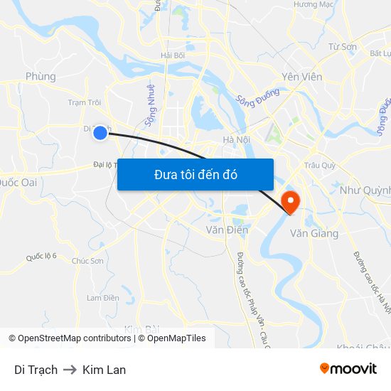 Di Trạch to Kim Lan map