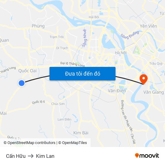 Cấn Hữu to Kim Lan map