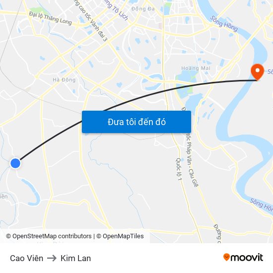 Cao Viên to Kim Lan map