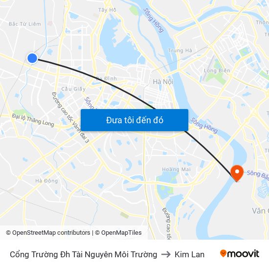 Cổng Trường Đh Tài Nguyên Môi Trường to Kim Lan map
