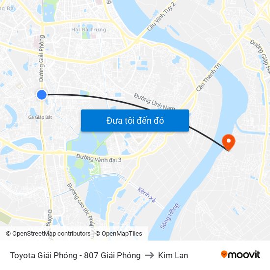 Toyota Giải Phóng - 807 Giải Phóng to Kim Lan map