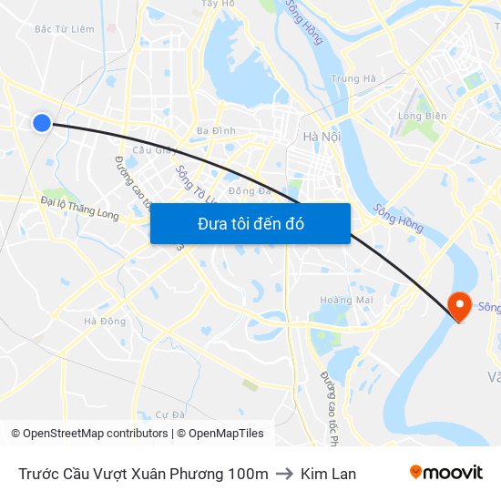 Trước Cầu Vượt Xuân Phương 100m to Kim Lan map