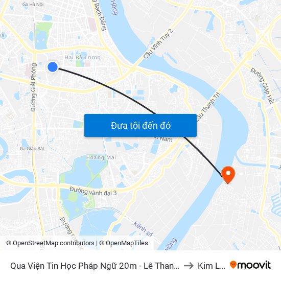 Qua Viện Tin Học Pháp Ngữ 20m - Lê Thanh Nghị to Kim Lan map