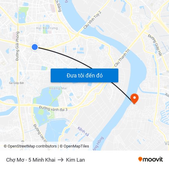 Chợ Mơ - 5 Minh Khai to Kim Lan map