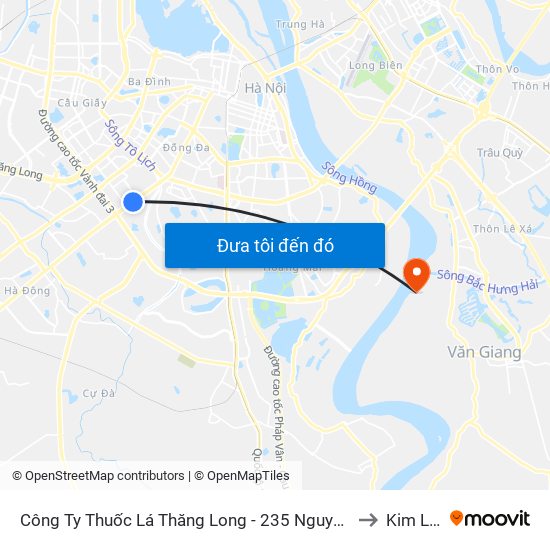 Công Ty Thuốc Lá Thăng Long - 235 Nguyễn Trãi to Kim Lan map