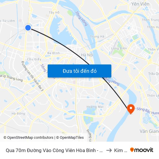 Qua 70m Đường Vào Công Viên Hòa Bình - Phạm Văn Đồng to Kim Lan map