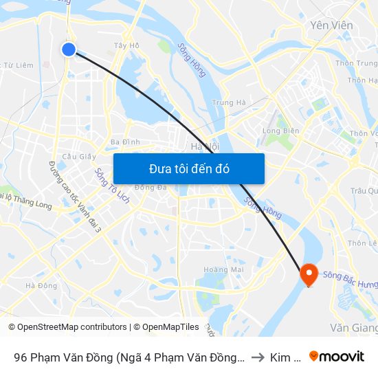 96 Phạm Văn Đồng (Ngã 4 Phạm Văn Đồng - Xuân Đỉnh) to Kim Lan map