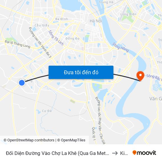 Đối Diện Đường Vào Chợ La Khê (Qua Ga Metro La Khê) - 405 Quang Trung (Hà Đông) to Kim Lan map