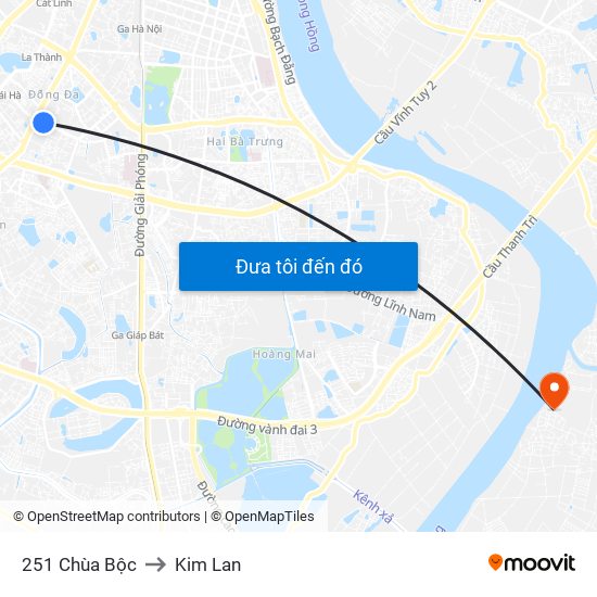 251 Chùa Bộc to Kim Lan map