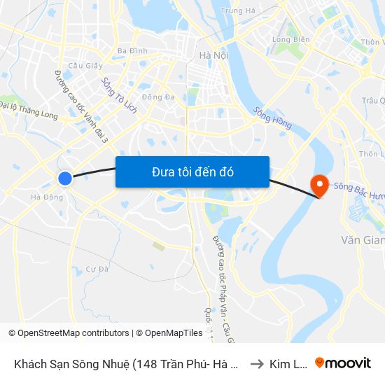 Khách Sạn Sông Nhuệ (148 Trần Phú- Hà Đông) to Kim Lan map