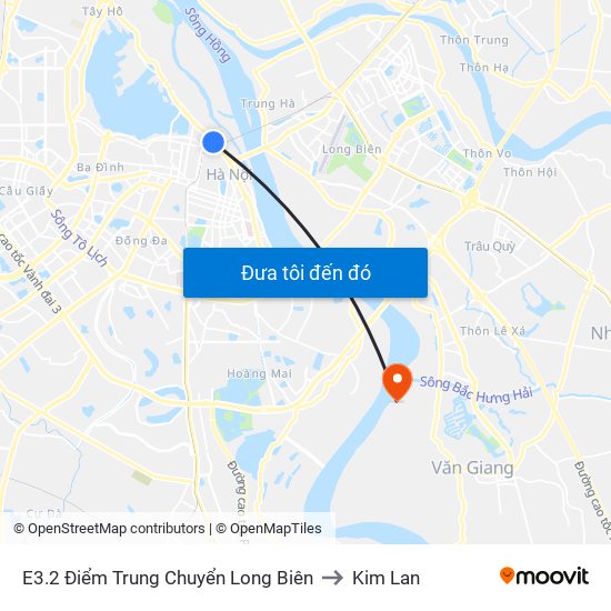 E3.2 Điểm Trung Chuyển Long Biên to Kim Lan map
