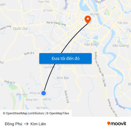 Đồng Phú to Kim Liên map