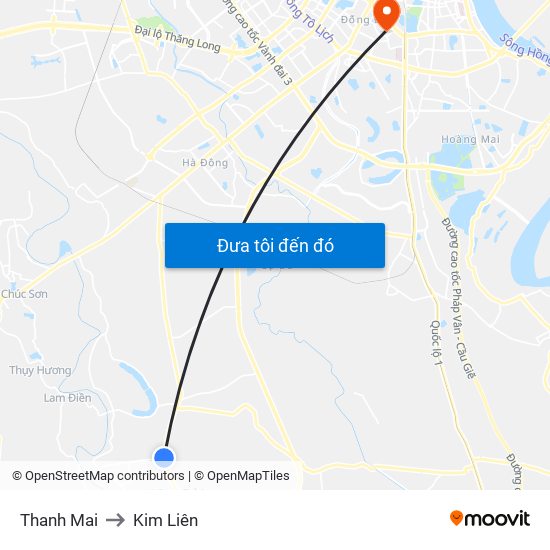 Thanh Mai to Kim Liên map