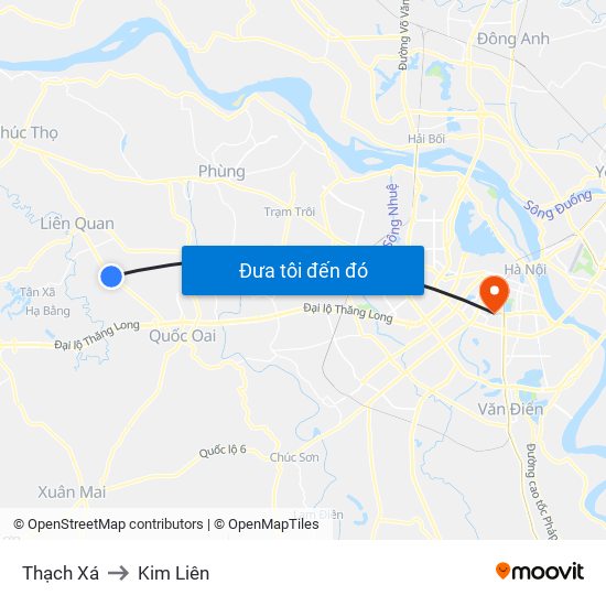 Thạch Xá to Kim Liên map