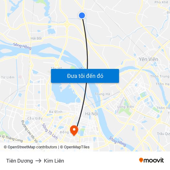 Tiên Dương to Kim Liên map