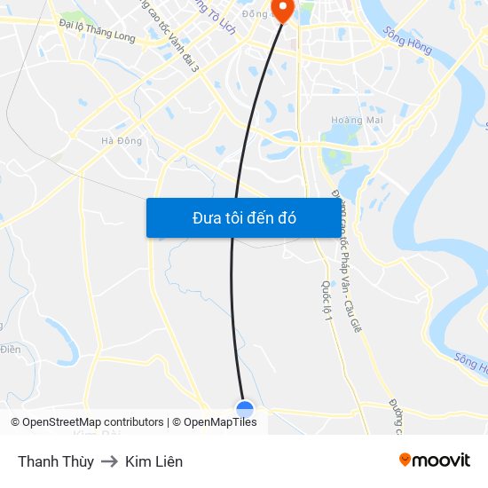 Thanh Thùy to Kim Liên map