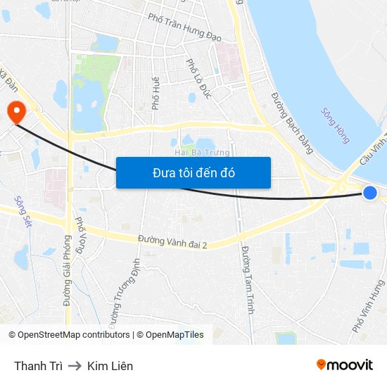 Thanh Trì to Kim Liên map