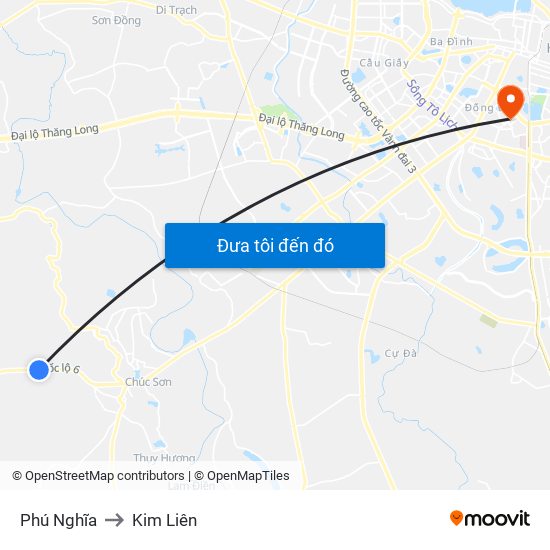 Phú Nghĩa to Kim Liên map