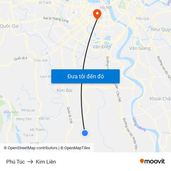 Phú Túc to Kim Liên map