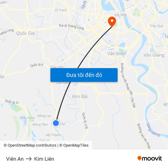 Viên An to Kim Liên map