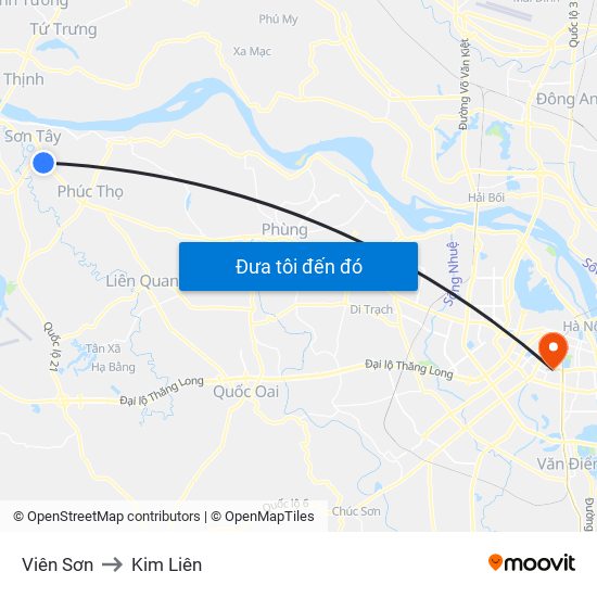 Viên Sơn to Kim Liên map