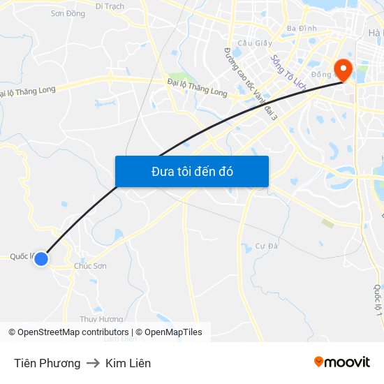 Tiên Phương to Kim Liên map