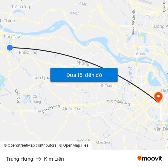 Trung Hưng to Kim Liên map