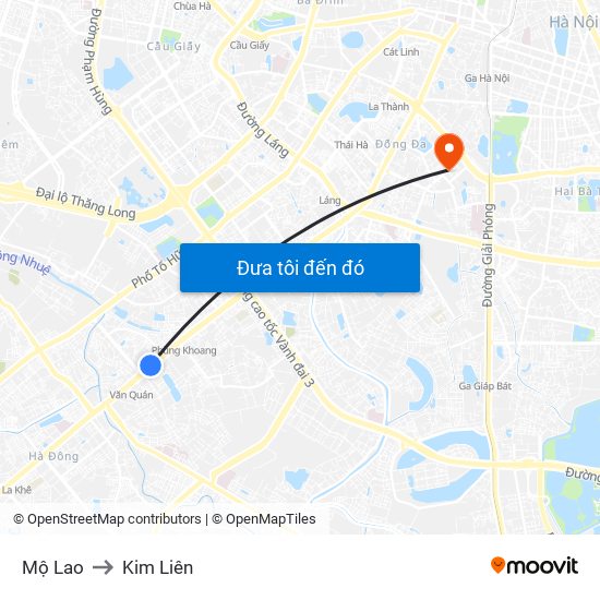 Mộ Lao to Kim Liên map