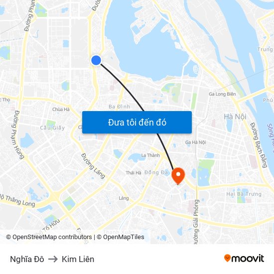 Nghĩa Đô to Kim Liên map