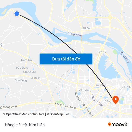 Hồng Hà to Kim Liên map