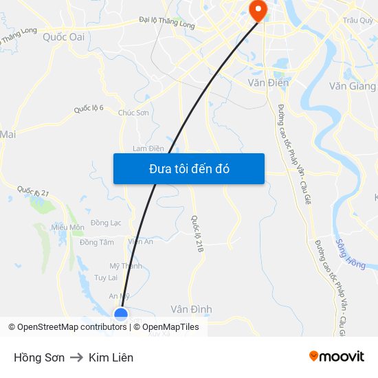 Hồng Sơn to Kim Liên map