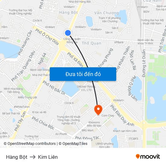 Hàng Bột to Kim Liên map