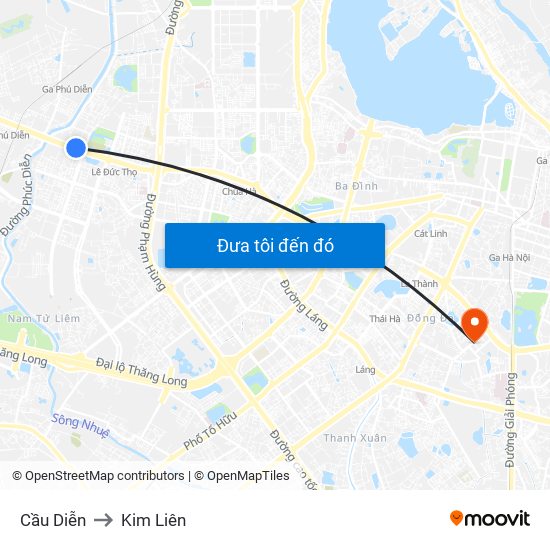 Cầu Diễn to Kim Liên map