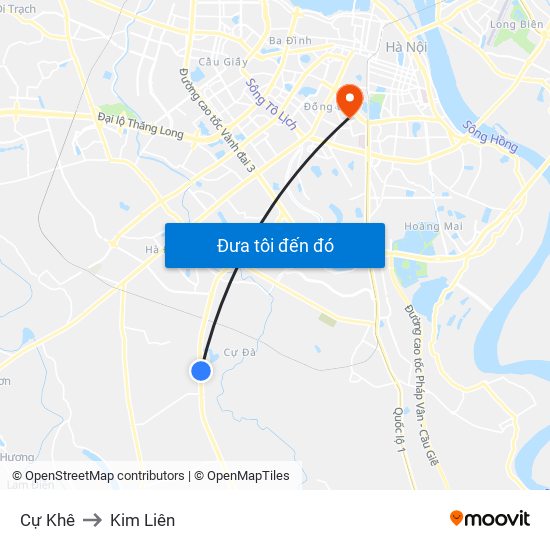 Cự Khê to Kim Liên map